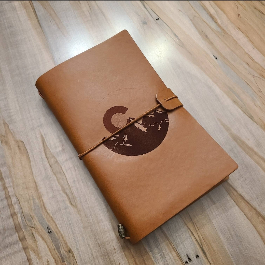 Medium leather journal with CO logo with mountains engraved