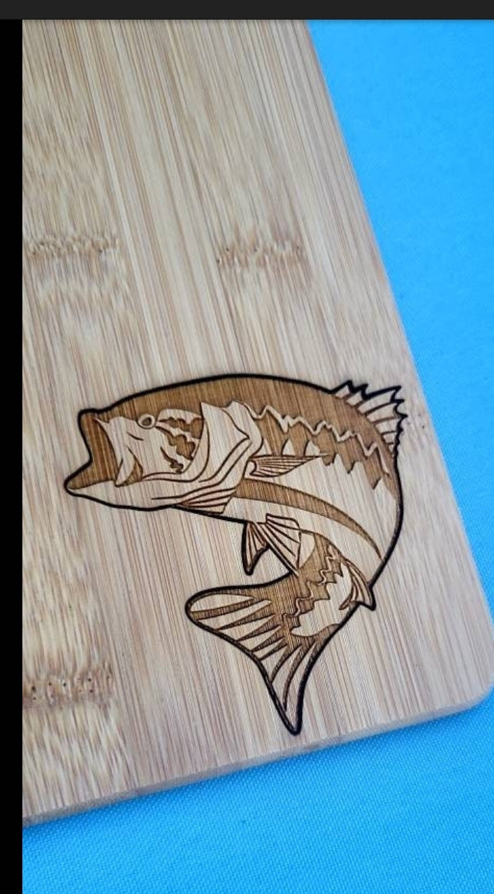 Bamboo Cutting Board - Fish detail - Bass