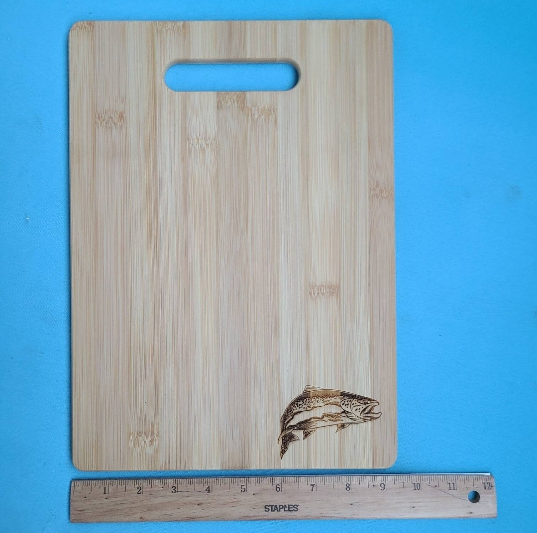 Bamboo Cutting Board - Fish detail - Trout
